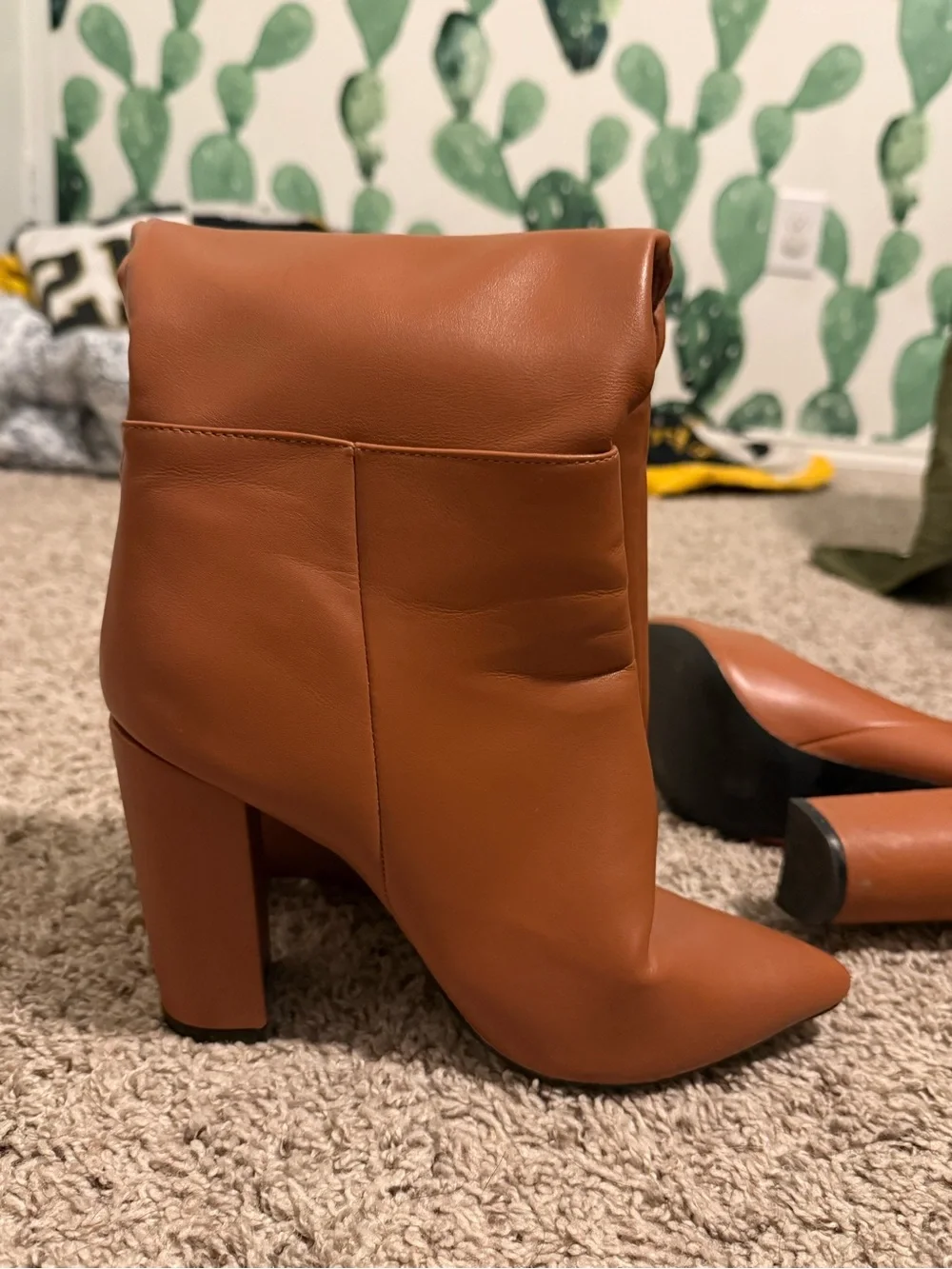 Women's Tall Pointed-Toe Block Heel Boots - Tan
